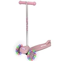 ATOM Pink 3-Wheel Light-Up Scooter for Kids Ages 2–5 | Tilt-to-Turn Balance Toy with LED Flashing Wheels | First Toddler Push Toy for Girls & Boys