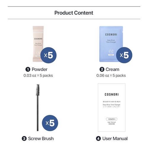 Image of COSNORI Easy Brow Tone Changer - Gentle Lightening Formula for Soft, Natural Look - Brow Bleach Kit, Easy At-Home Application, Quick Results in 2-3 Minutes, 5 Applications