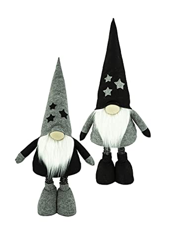Peters-Living 2X XXL Wichtel Set Schwarz+Grau Teleskopbeine 125cm hoch Xmas Deko Weihnachten Cover