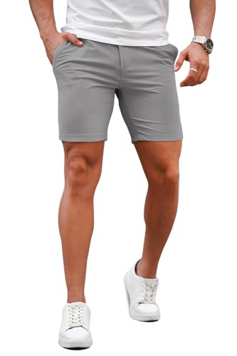 Image of GINGTTO Mens Slim Fit Shorts Plaid Chino Short Tapered Leg Skinny Stretch