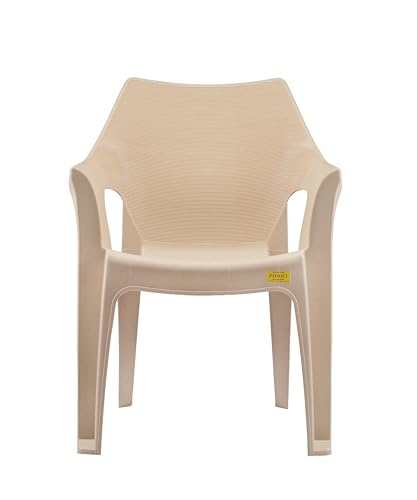Image of Patiofy Plastic Chair for Home & Outdoor Use | Heavy Duty Comfortable Chair with Strong Legs | Stackable, Easy to Clean | Suitable for Living Room, Balcony, Patio Pack of 2 (Oxford Cream)