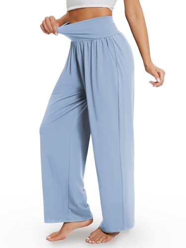 Image of Gracyoga Wide Leg Yoga Pants for Women Casual Loose Cozy Sweatpants High Waisted Lounge Pajama Flowy Pants With Pockets
