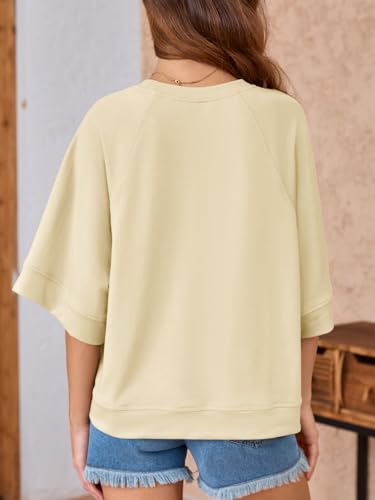 Image of Tankaneo Womens Oversized Half Sleeve T-Shirts Crew Neck Boxy Basic Tees Tops Summer Casual Loose Fit Tunic Shirts