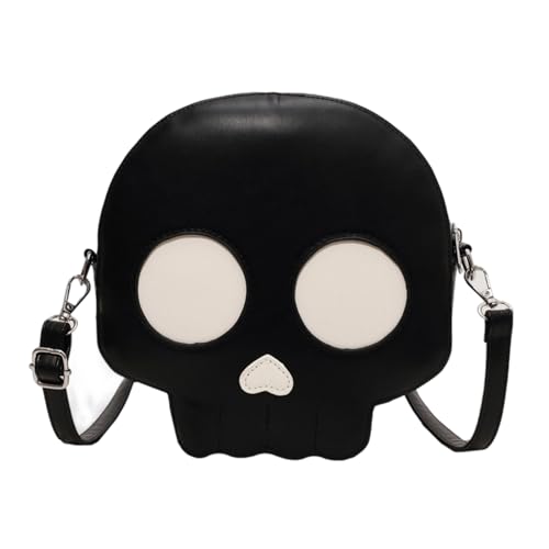 Sac à bandoulière en cuir motif crâne élégant et sangle réglable