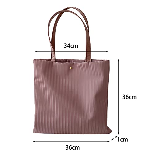 Taschen Häkeln Wolle 2022 Frauen Newsolid Color Einfache Umhängetasche aus PU- mit großer Kapazität Taschen Set (Brown, One Size)