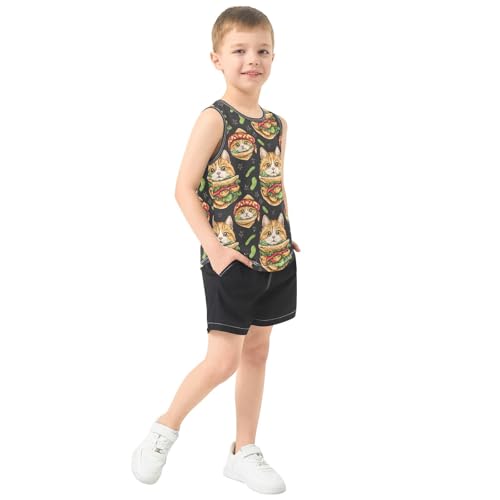 Boys Tank Top Shirts Taco Cats Lovely Animal Sleeveless T-Shirts Crew Neck for Kids Clothing Children4
