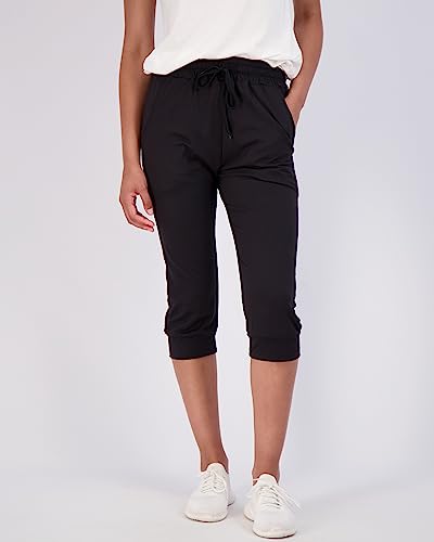 Real Essentials 3 Pack: Womens Soft Capri Jogger Women Running Bottoms Capris Running Sports Yoga Lounge Active Ladies Warm Sweatpants Joggers Pants Casual Athletic Pockets Summer Yoga Cropped Cuffed thumb #1