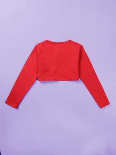 Image of KiddoPanti Girls Fleece Crop Length Shrug | Cotton Poly Fleece Fabric |Sequin Patch on Chest | Front Open Pearl Button Closure | Crop Length, Full Sleeve | Lightweigth & Breathable Girls Shrug