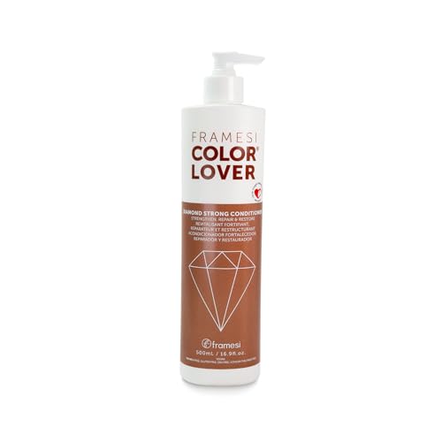 Framesi Color Lover Diamond Strong Conditioner - Repairing Strengthening Conditioner for Color Treated Hair - Restore Shine - Sulfate Free Conditioner - Vegan Formula with Hyaluronic Acid (16.9 Fl Oz)
