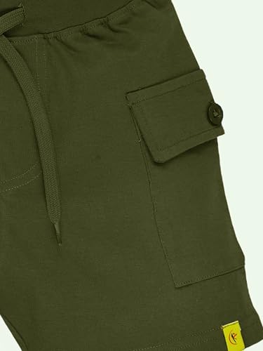 Image of KiddoPanti Boys 100% Cotton Knitted Above Knee Length Basic Cargo Shorts
