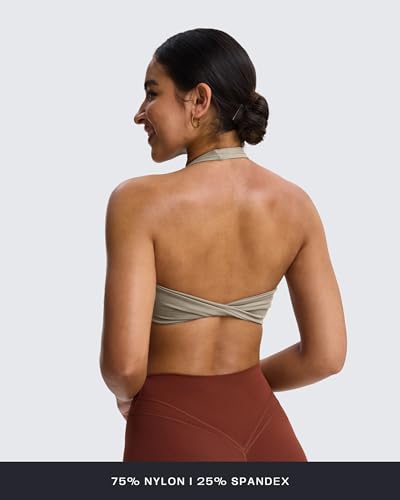 Image of Aoxjox Women's Rosie Halter Sports Bra | halter neck, removable padding, medium impact, workout top, fitness yoga crop tank, gym essential