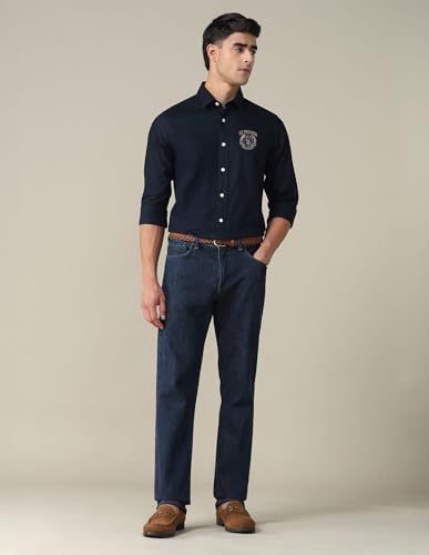 Image of U.S. Polo ASSN. Solid Tailored Fit Shirt for Men - 100% Cotton, Breathable & Comfortable, Full Sleeves Casual Shirt for Men