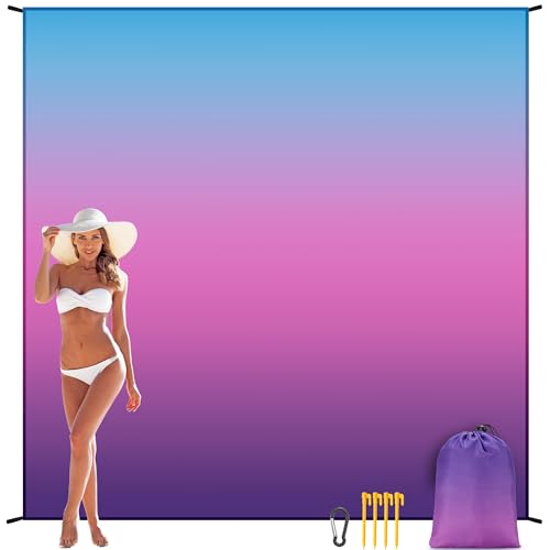 Image of WIWIGO Beach Blanket Waterproof Sandproof Beach Mat 79 inch X 83 inch /10'x9'for 2-8 Adults Quick Drying Outdoor Picnic Mat Beach Accessories for Travel, Camping, Hiking