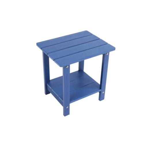 A Wooden-Textured Imitation Wood Side Table Dark Blue Terrace Helper Outdoor Picnic, Garden, Campsite Cozy Outdoor Living