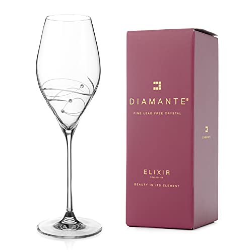 DIAMANTE Swarovski Prosecco Glass Single 'Spiral' Design with Swarovski Crystals, Transparent - Image 2