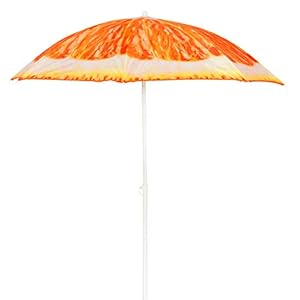 Strandscherm parasol strand scherm zonwering tuinscherm zonnescherm knikbaar polyester model oranje 1,80m UV-bescherming