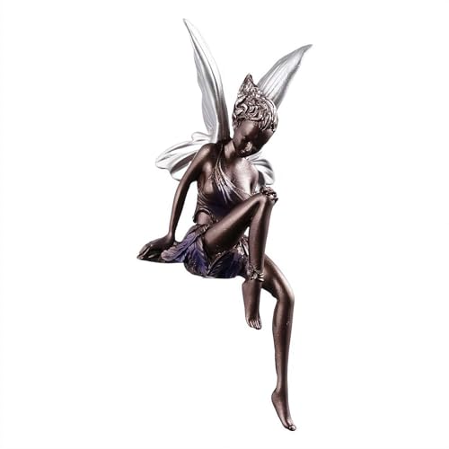 Image of Turek Sitting Fairy Statue - Resin Angel Figurine with Wings for Garden & Home Decor
