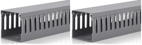 Image of ZhiYo 2 inch H x 2 inch W Cable Raceway, 6ft Under Desk Wire Management Channel, Grey (Pack of 2)
