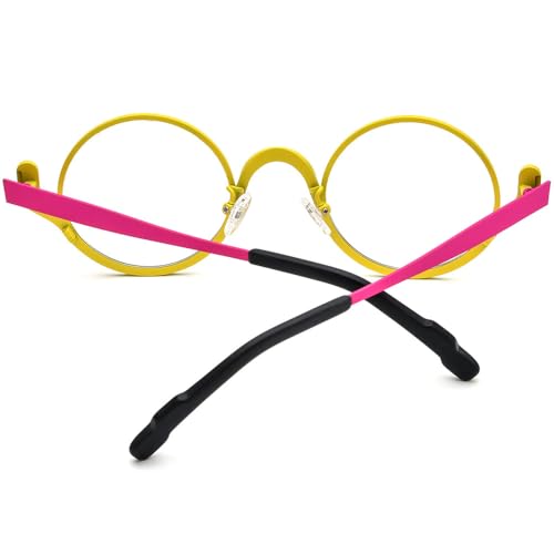 Image of FONEX Colorful Pure Titanium Glasses Frame Women Retro Round Eyeglasses