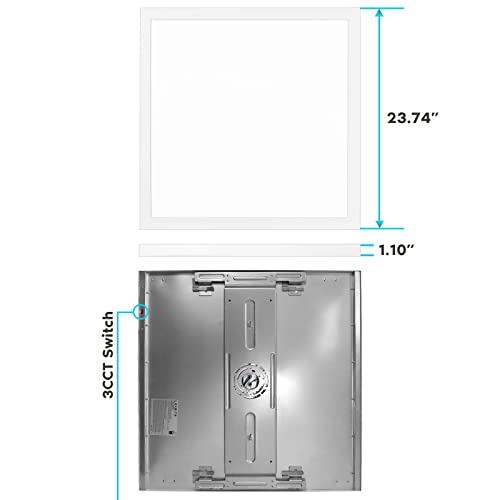 luxrite 2x2 ft surface mount led flat panel light 3 color selectable 3000k - 5000k 4000 lumens 0-10v dimmable flush mount bracket included 120-277v damp rated ul certified dlc listed