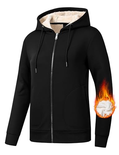 Image of MoFiz Zip Up Hoodie Women Fleece Lined Jackets Winter Coats With Pocket