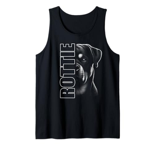 Fashionable Rottweiler Design with Stylish "Rottie" Text Tank Top