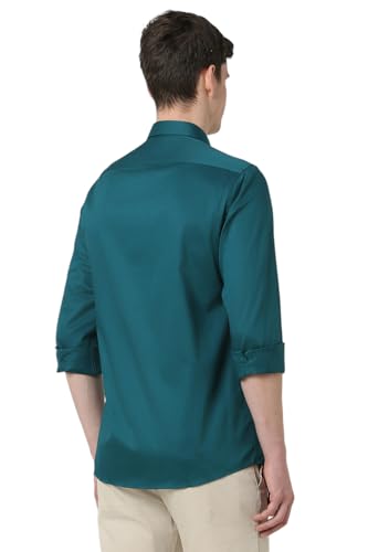 Image of Peter England Men's Slim Fit Full Sleeve Casual Shirt in Twill Weave Cotton