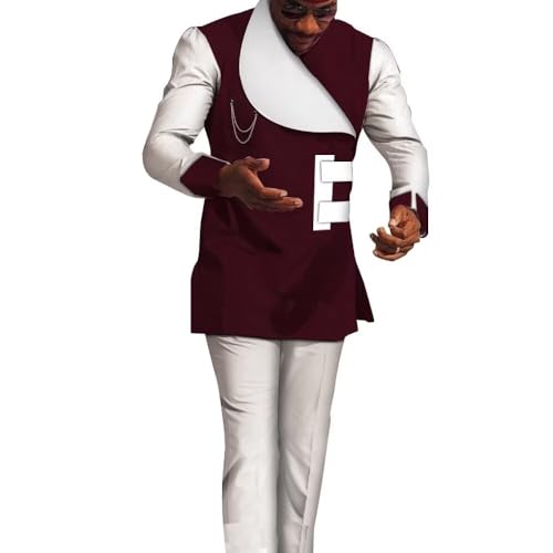 Men African Clothing 2 Piece Set African Top and Pants Casual African Outfits for Men Patchwork African Mens Attire