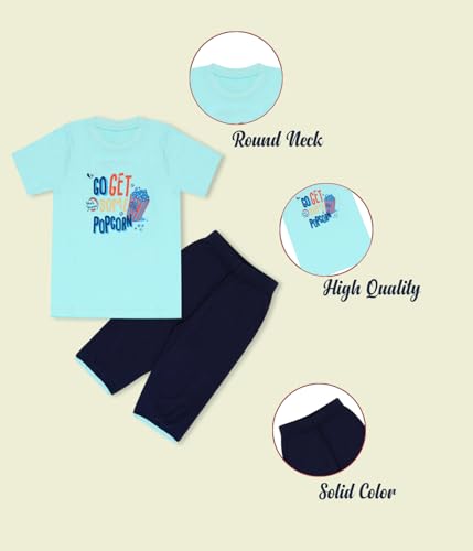 Image of Boys Regular fit Cotton Tshirt and 3 /4th Pant set