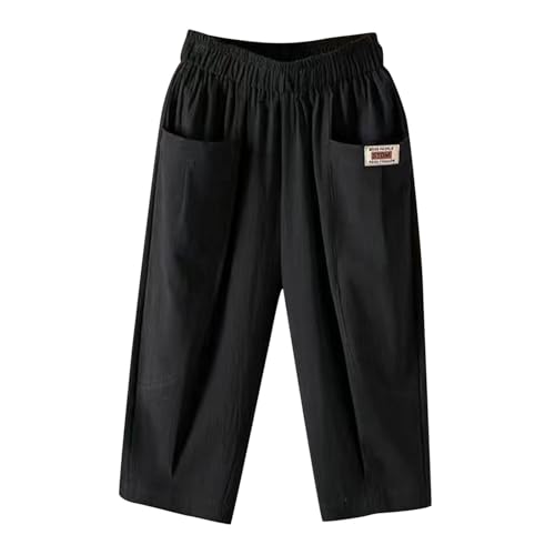 Capris Pants for Women Summer Wide Leg High Waisted Pants Plus Size Drawstring Elastic Slacks Pocket Beach Clothes