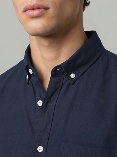 Image of Urbano Fashion Men's Cotton Full Sleeve Regular Fit Solid Oxford Shirt with Button-Down Collar