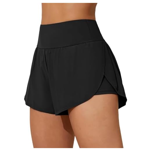 Badeshorts Damen Teenager Mädchen Schwarz Badehose Bauchweg Schnell Trocknende Boardshorts Schwimmshorts Damen Basic Bikinihose Hoher Taille Bademode Bottoms Strandshorts Tankini-Shorts mit Taschen