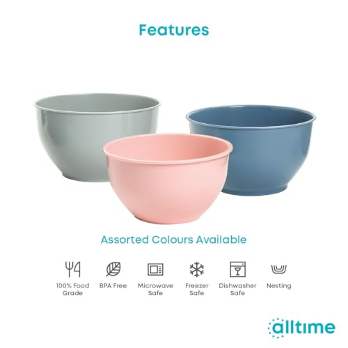 Image of All Time Classic Mixing Bowl 4700ml | BPA Free Food Grade Plastic Kitchen Bowl | 24cm Large Bowl for Mixing, Baking, Dough, Salad, Serving, Food Preparation & Storage | Durable Multicolor Home Use