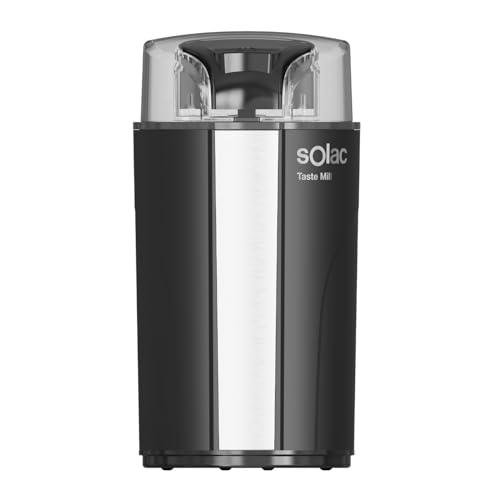 Solac- Molinillo de café Taste Mill | 200W | Capacidad 70gr | Supercompacto | Molido en 30 Segundos | Cuchillas e Interior INOX | Tapa Transparente | BPA Free
