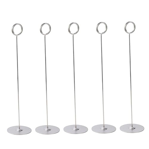 COLLBATH 5pcs Stainless Steel Table Number Holders for Events Card Holders for Table Numbers Tall