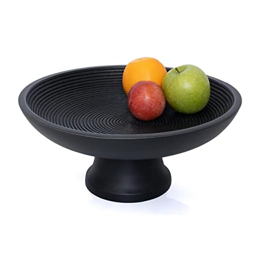 Folkulture Wood Fruit Bowl or Decorative Pedestal Bowl for Table Décor, Wooden Fruit Bowl for Kitchen Counter or Farmhouse Centerpiece, 12-inch Large Bowls for Breads, Mango Wood, Black