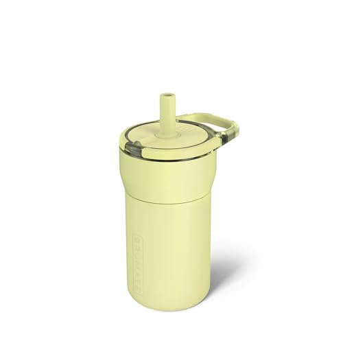 Image of BruMate Leap 12oz 100% Leakproof Kids Tumbler with Handle and Silicone Soft Straw | Drop Resistant Silicone Sleeve | For Kids 4+ | Insulated Stainless Steel | Cup Holder Friendly | 12oz (Prickly Pear)