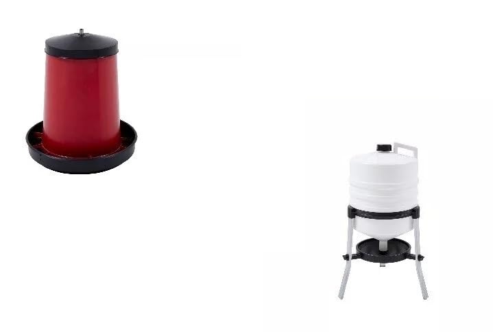 MANGIATOIA PER POLLI E GALLINE MOD. 18KG IN PLASTICA E ABBEVERATOIO PER POLLI E GALLINE MOD. LT 30- MADE IN ITALY-
