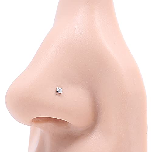 Fansing Nose Rings Surgical Steel Nose Studs Screw Shaped Nose Rings For Women Men Corkscrew Nostril Piercing Studs With Cubic Zirconia End Silver 2Mm 18 Gauge thumb #2