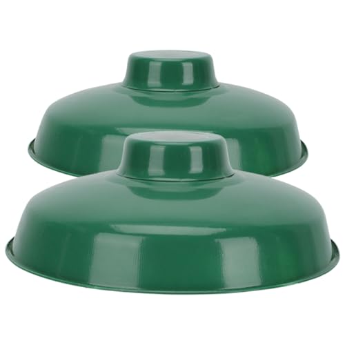 HONMEET Pantalla de Lámpara Esmaltada Verde Vintage 35 Cm, Cubierta Protectora para Exterior, 2 Piezas, Adecuado para Farolas y Lámparas Industriales de Jardín