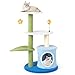 Tangkula Flower Cat Tree, Cute Cat Tower with Sisal Scratching Post, Plush Leaf-Shaped Perch, Roomy Condo, Fluffy Spring Ball & Jingling Ball, Small Cat Tree for Indoor Cats 20 lbs Heavy Duty