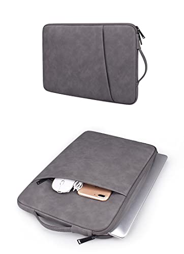 Image of Red Lemon PU Leather Lightweight Zipper Bag For 15.4 inch Laptops (Grey)