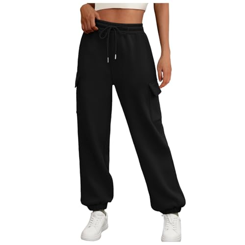 Cargo Sweatpants for Women High Waisted Baggy Casual Sweatpants Drawstring Athletic Joggers Lounge Pants with Pockets