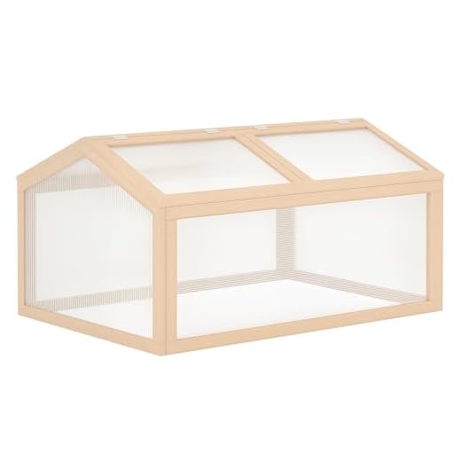 Outsunny Frühbeet Gewächshaus Treibhaus Frühbeetkasten Pflanzenbeet mit Abdeckung aus Holz und Polycarbonat wetterfest Natur 102 x 71 x 53 cm