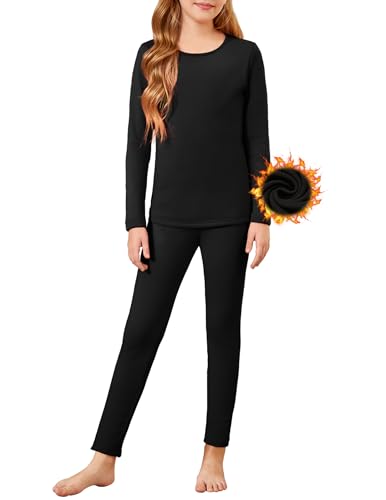 Arshiner Thermal Underwear for Kids Long Johns Fleece Lined Girls Base Layer Top Bottom Cold Winter Clothes