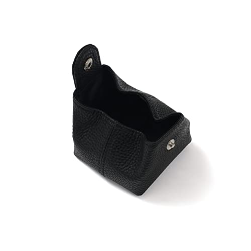 Image of Cockatoo Genuine Leather Coin Pouch Change Holder, Mini Snap Pocket Wallet for Men Women (Black, Set of L&S)