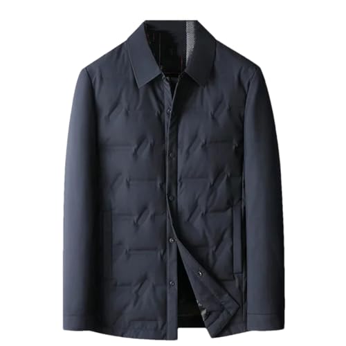 Disimlarl Men Down Jacket Solid Color Button Lapel Coat Business Casual White Duck Down Puffer Jacket