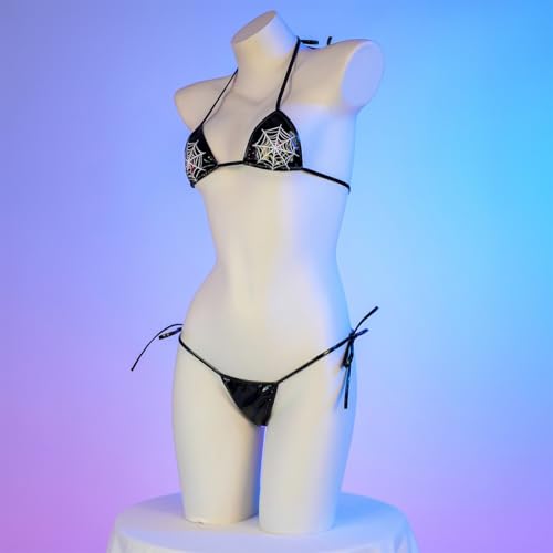 SNOMYRS Tiny Bikini Sexy Gothic Leder Cosplay Dessous Micro Bikini Extreme Microbikini Badeanzug Kawaii Bikinis String
