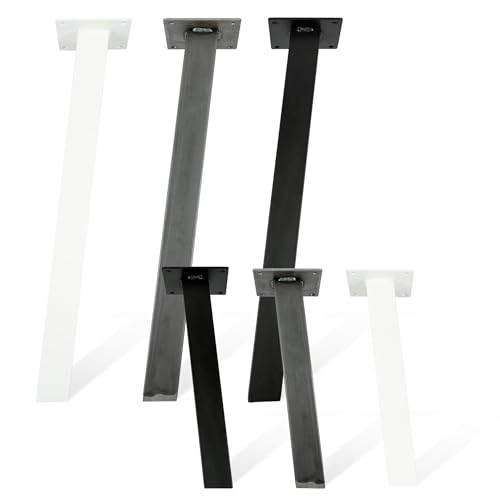 Natural Goods Berlin 4X Standard Patas inclinadas (96°), Patas de Mesa, Escritorio, Banco, Mesa de café, Placa Base de 5 mm, Bricolaje (Blanco, Inclinado - 72cm - Mesa de Escritorio/Comedor)
