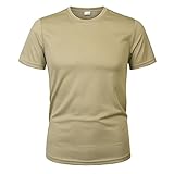 SHOULIEER Herren Camouflage Army Fast Dry Atmungsaktives Kurzarm Freizeithemd Khaki XXXL